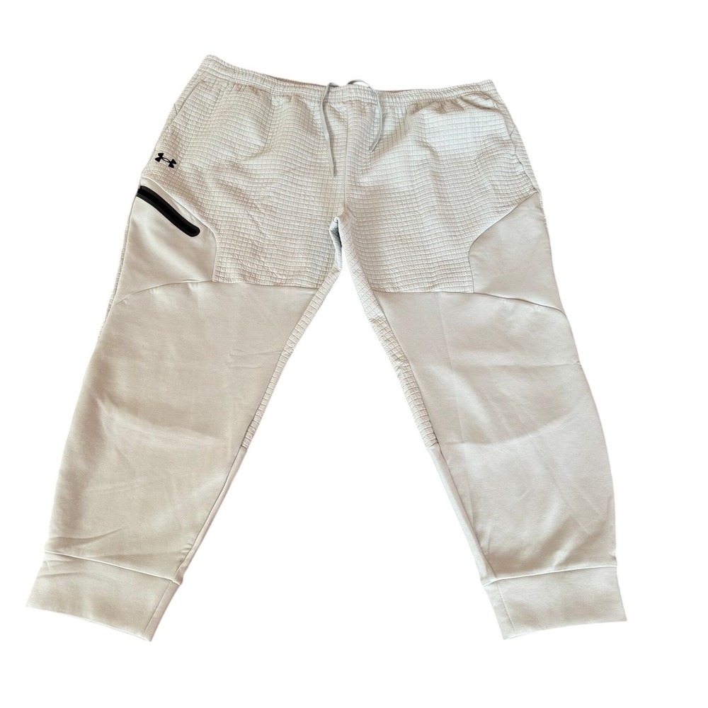 Under Armour Mens Quilted Grid Texture Joggers Light Green Athletic Pants 4XL